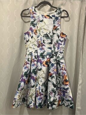 H&M White Floral Fit-and-Flare Dress